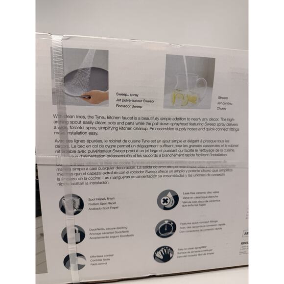 KOHLER Tyne Single-Handle Pull-Down Sprayer Kitchen Faucet in Matte Black - Picture 8 of 8